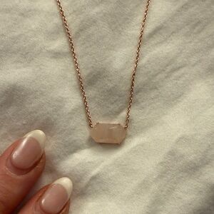 Gold Pendant Necklace in Rose Quartz-brand new no tag